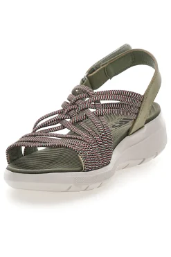 Sandali Khaki Con Tomaia Elastica Effetto Corda Intrecciata FIRST ACTIVE 1