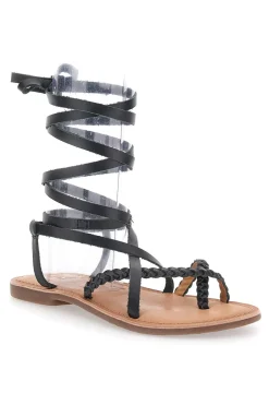 Sandali Lace-Up Neri Con Suola Flat Cafe' Cost 95121