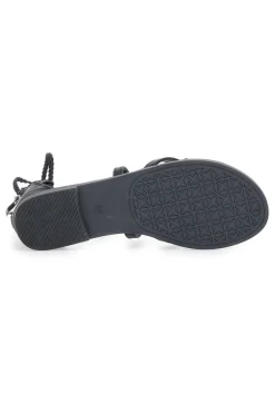 Sandali Lace-Up Neri Con Suola Flat Cafe' Cost 2502