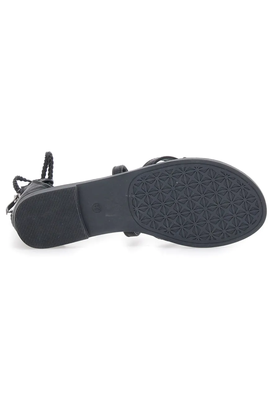 Sandali Lace-Up Neri Con Suola Flat Cafe' Cost 2502