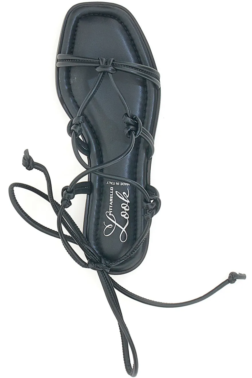 Sandali Lace-Up Neri Con Suola Flat Pittarello Look DC308100