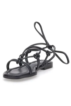Sandali Lace-Up Neri Con Suola Flat Pittarello Look DC308100