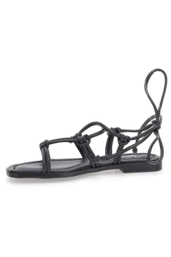 Sandali Lace-Up Neri Con Suola Flat Pittarello Look DC308100