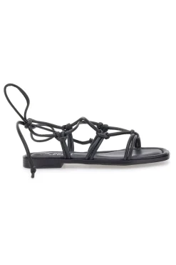 Sandali Lace-Up Neri Con Suola Flat Pittarello Look DC308100