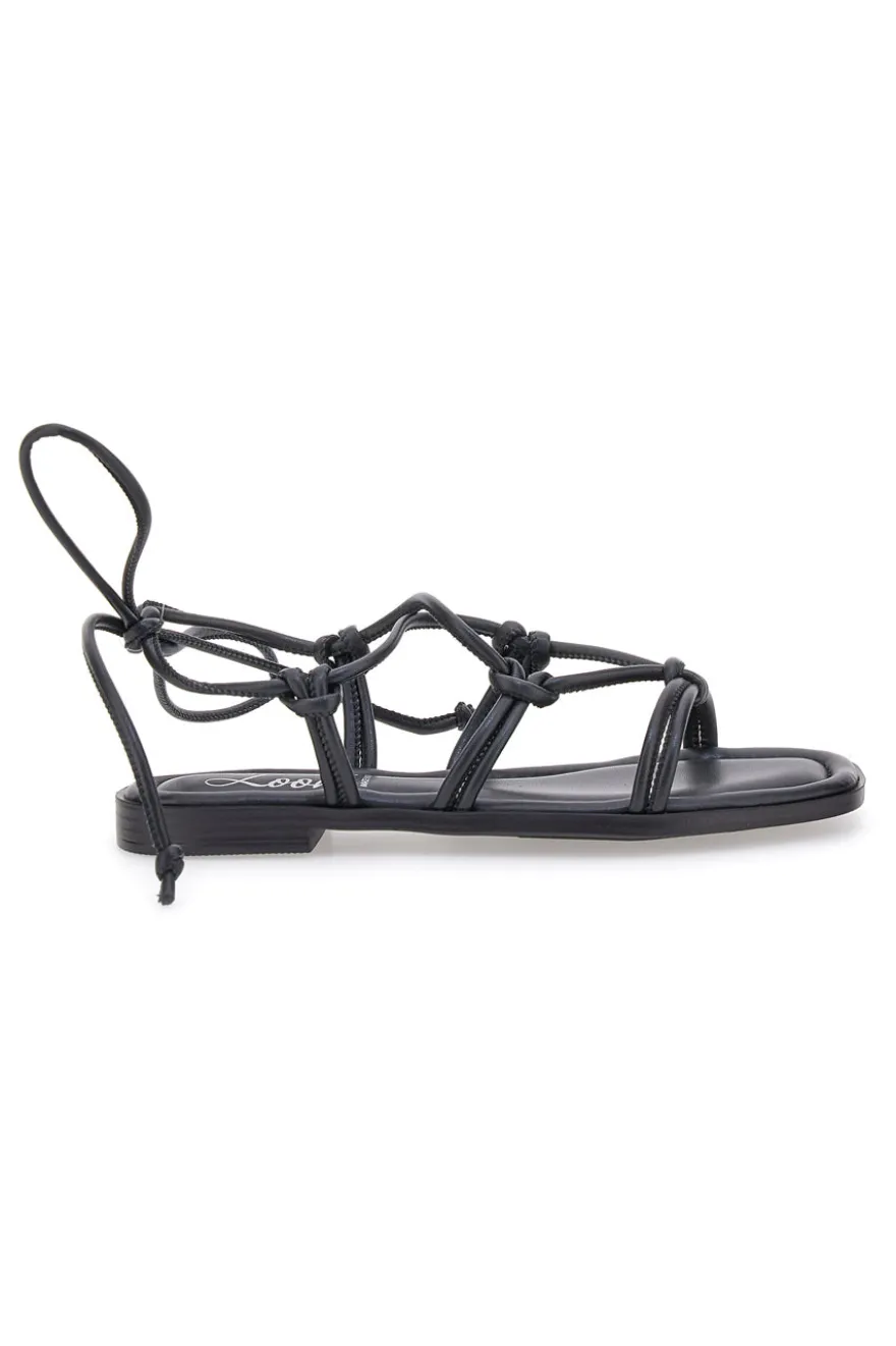Sandali Lace-Up Neri Con Suola Flat Pittarello Look DC308100
