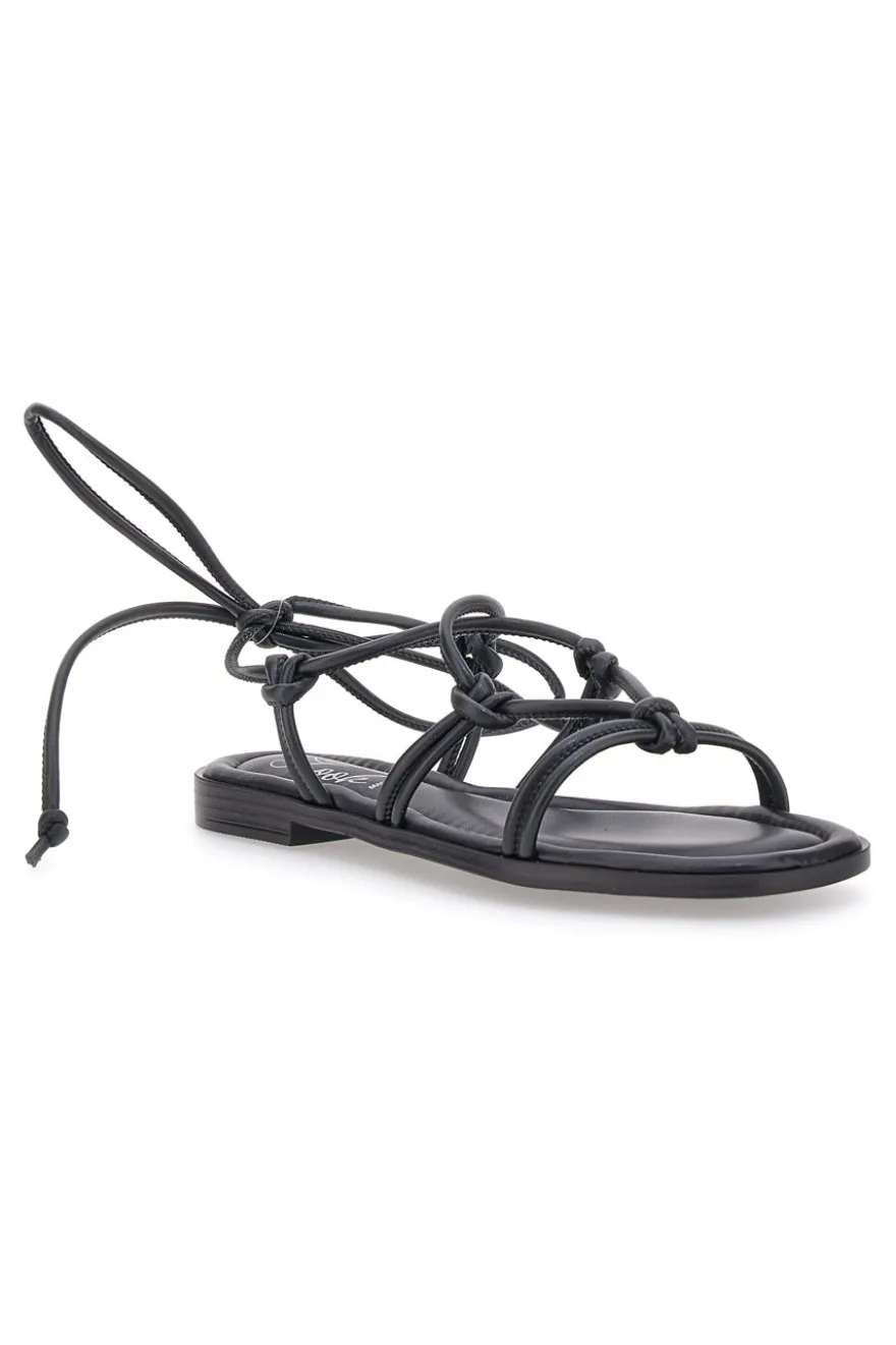 Sandali Lace-Up Neri Con Suola Flat Pittarello Look DC308100