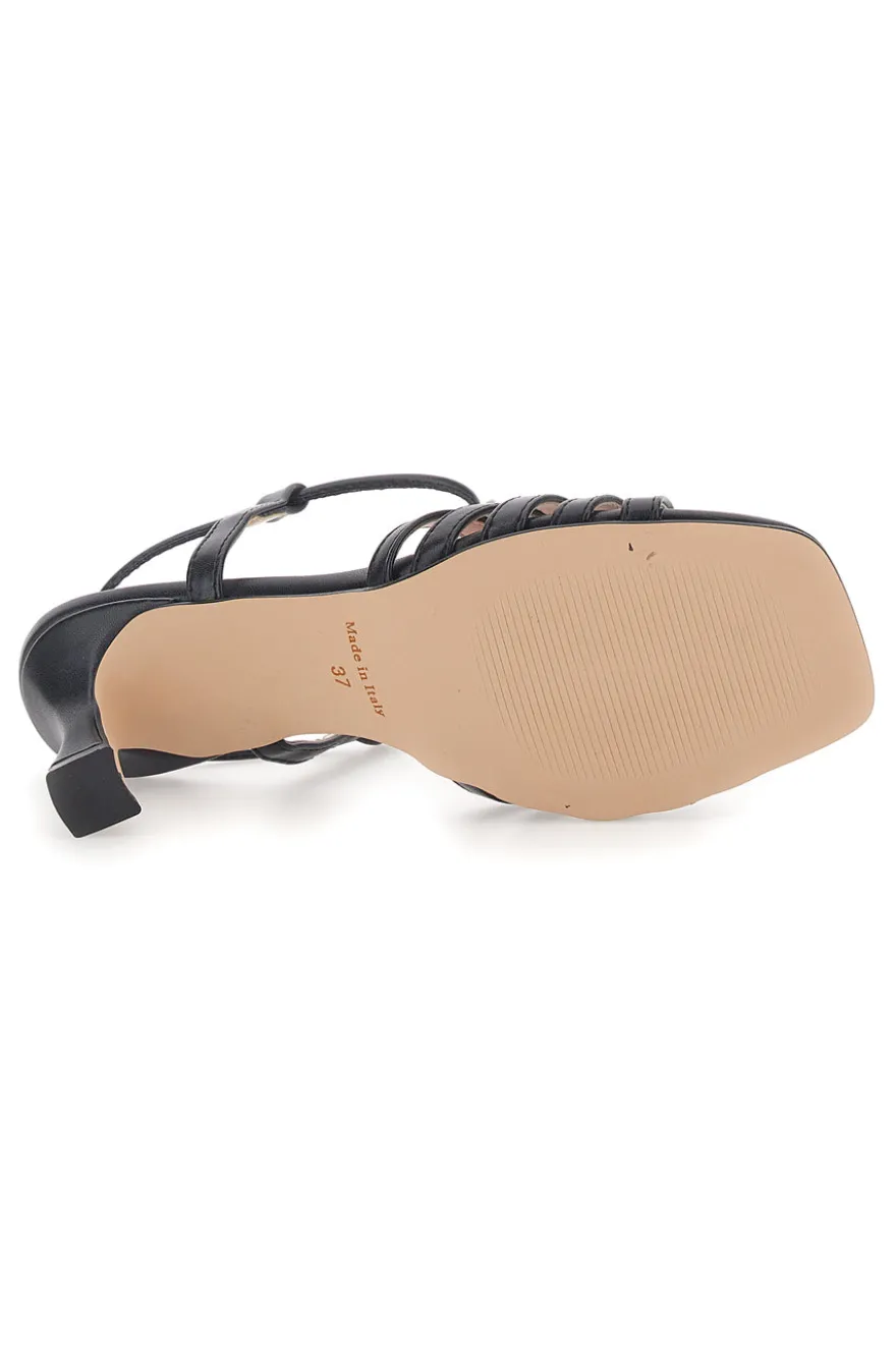 Sandali Lace-Up Neri con Tacco Pittarello Glam 3626