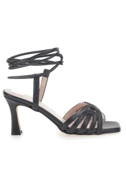 Sandali Lace-Up Neri con Tacco Pittarello Glam 3626