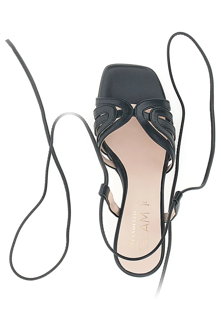 Sandali Lace-Up Neri con Tacco Pittarello Glam 3626