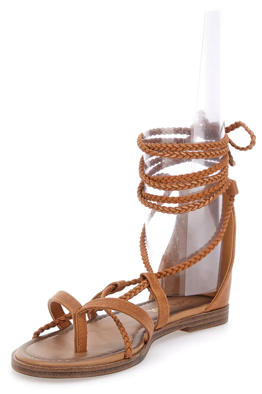 Sandali Lace-Up Sabbia Con Suola Flat Cafe' Cost 2502