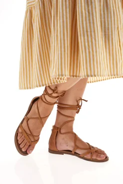 Sandali Lace-Up Sabbia Con Suola Flat Cafe' Cost 2502