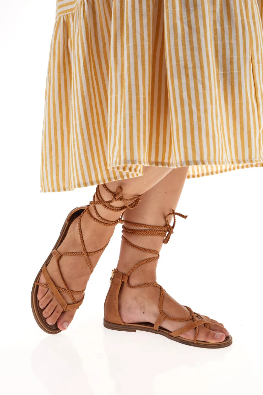 Sandali Lace-Up Sabbia Con Suola Flat Cafe' Cost 2502