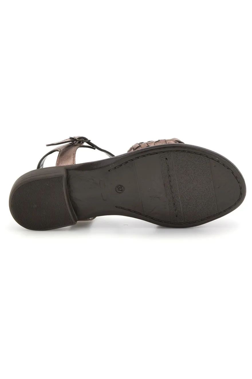 Sandali marrone con fascia intrecciata pelle Pittarello focus 222230