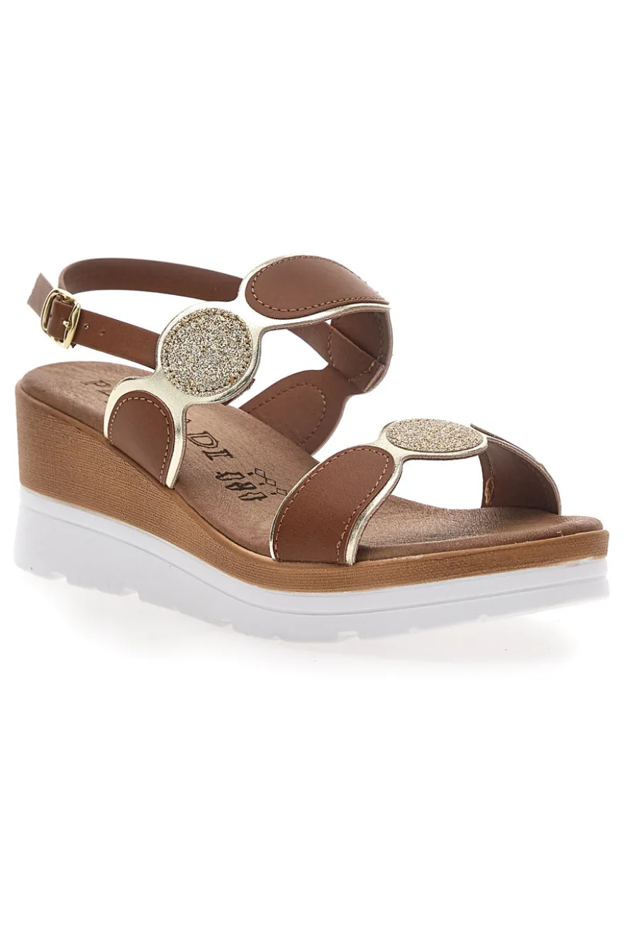 Sandali Marroni con Brillantini e Platform PLOCADI 11075035