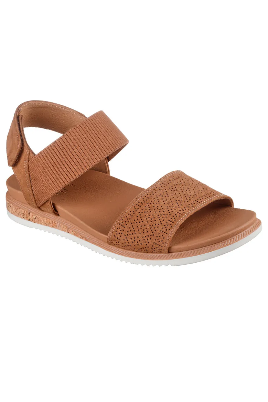 Sandali marroni con cinturino in velcro e fascia traforata Skechers Desert kiss low