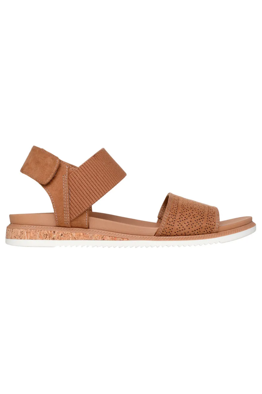 Sandali marroni con cinturino in velcro e fascia traforata Skechers Desert kiss low