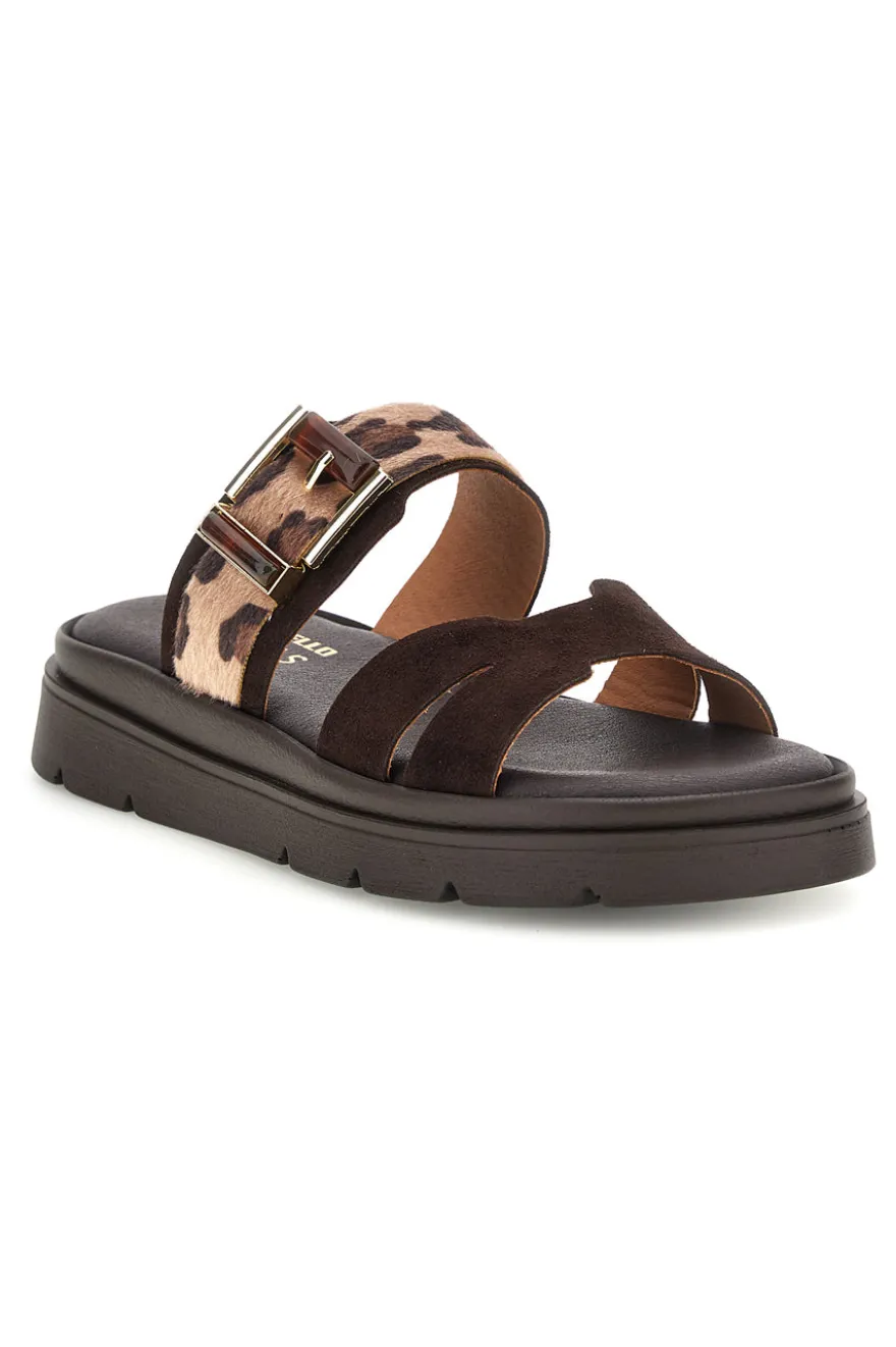 Sandali marroni con dettaglio animalier Pittarello focus MK3853361