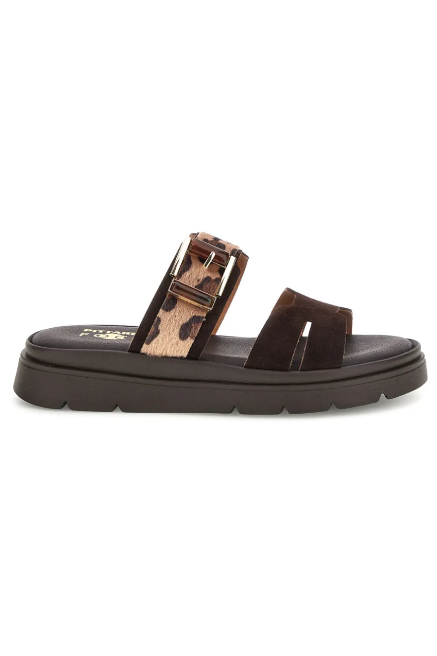 Sandali marroni con dettaglio animalier Pittarello focus MK3853361