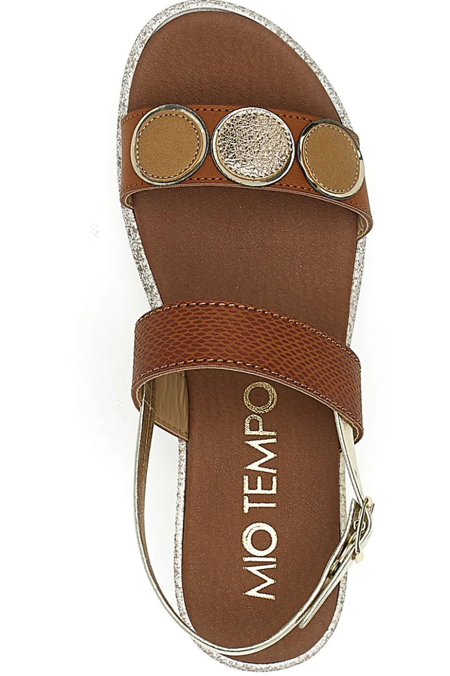 Sandali Marroni Con Dettagli Oro Mio Tempo 2482