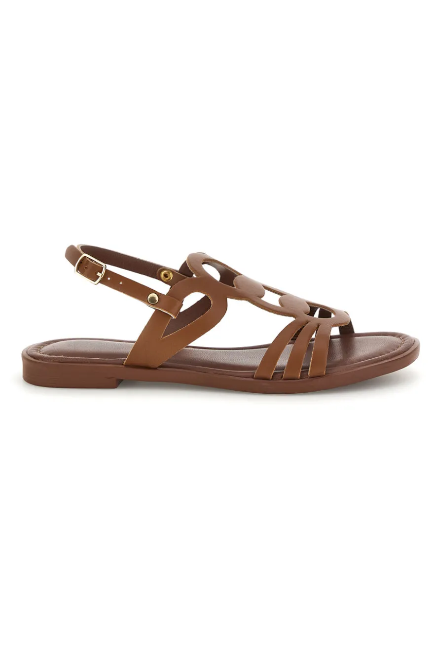 Sandali marroni con fasce intrecciate e cinturino Pittarello sun TIMA644