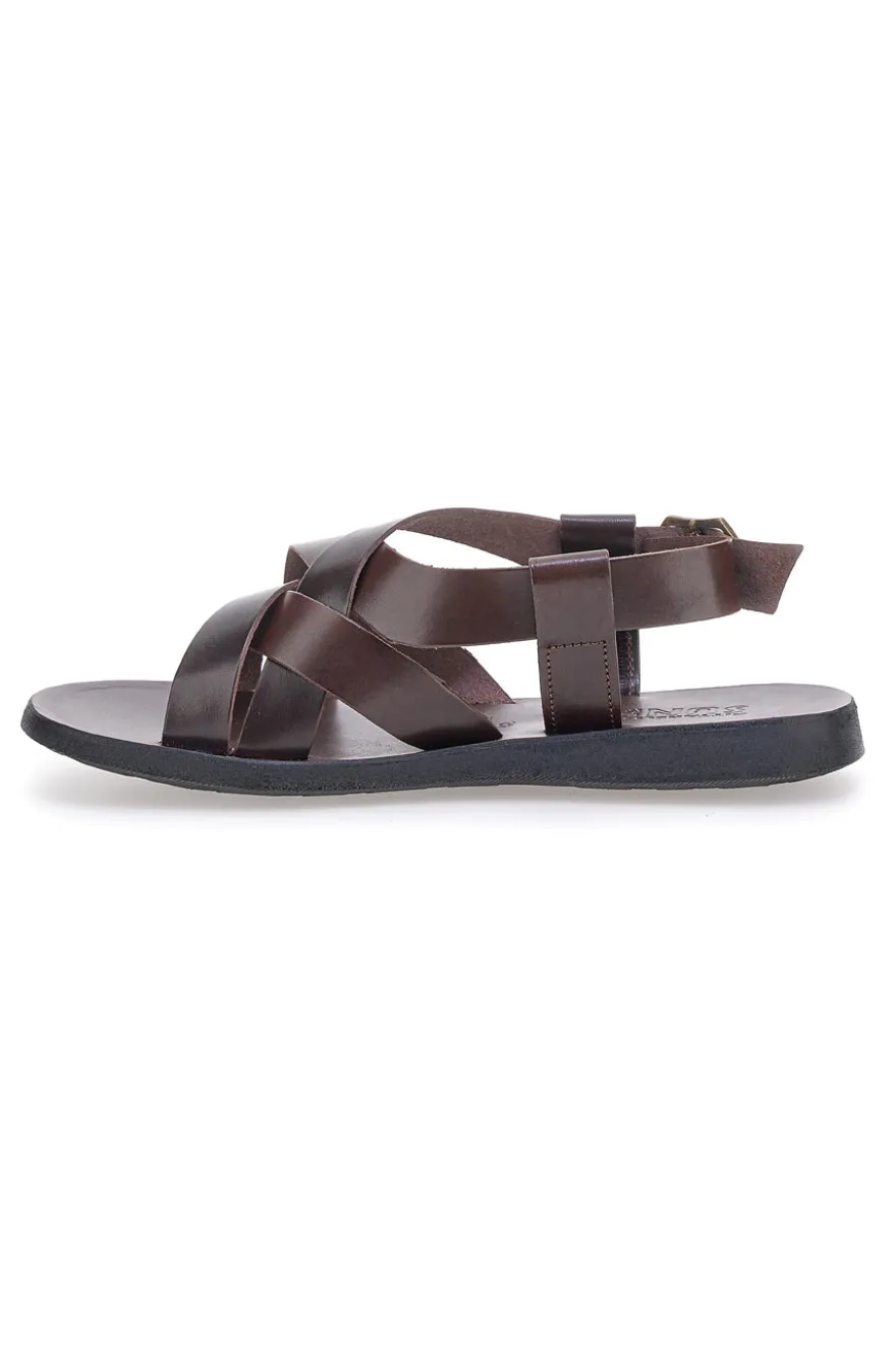 Sandali marroni con fasce incrociate Pittarello Sun 4415