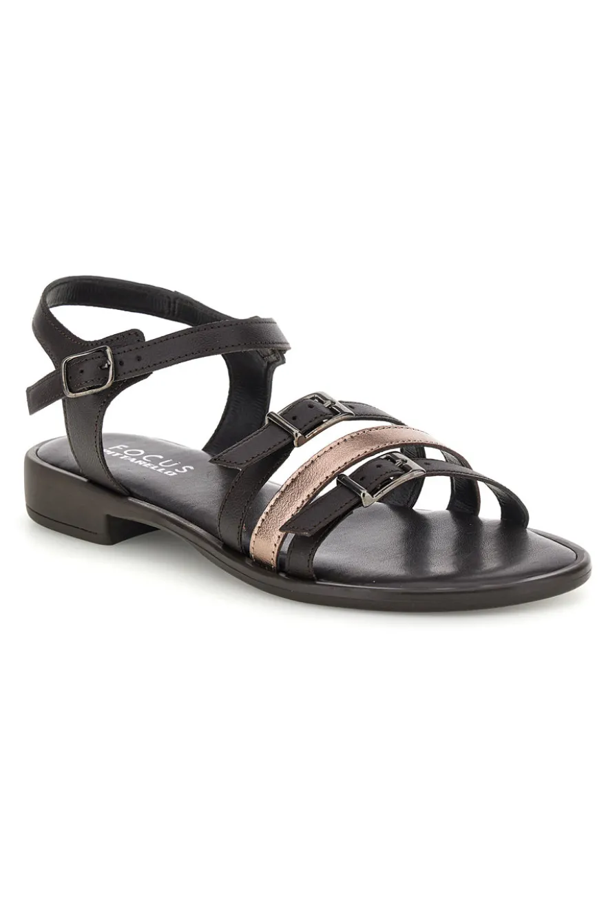 Sandali marroni con fasce e fibbie Pittarello Focus 222225