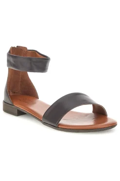 Sandali marroni con fascia e zip sul retro Pittarello look 225495