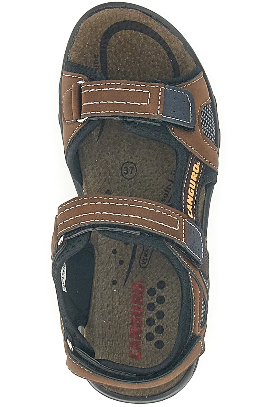 Sandali Marroni Con Strappi in Velcro Canguro 1015