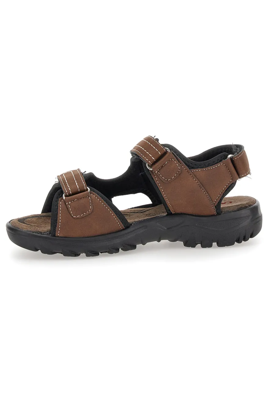 Sandali Marroni Con Strappi in Velcro Canguro 1015