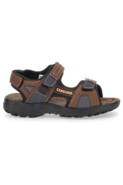 Sandali Marroni Con Strappi in Velcro Canguro 1015