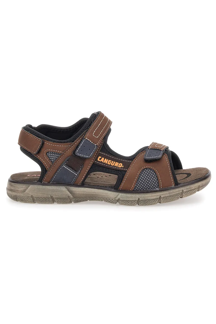 Sandali Marroni Con Strappi in Velcro Canguro 1015