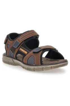 Sandali Marroni Con Strappi in Velcro Canguro 1015