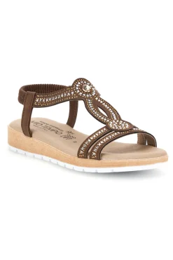 Sandali marroni con strass Mio tempo LR263702
