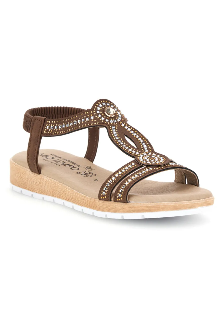 Sandali marroni con strass Mio tempo LR263702