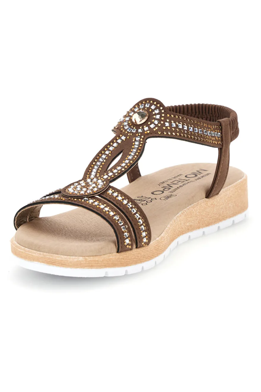 Sandali marroni con strass Mio tempo LR263702