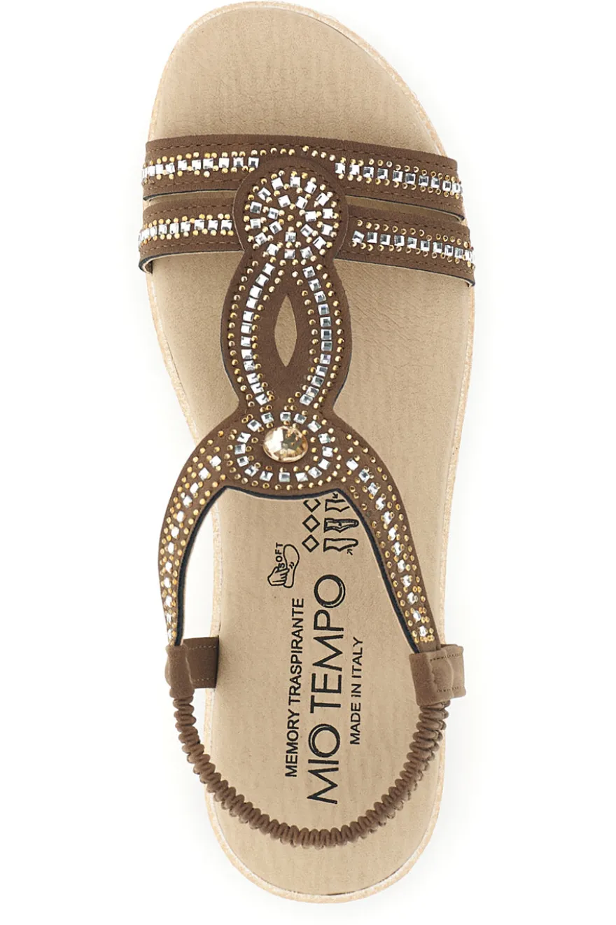 Sandali marroni con strass Mio tempo LR263702