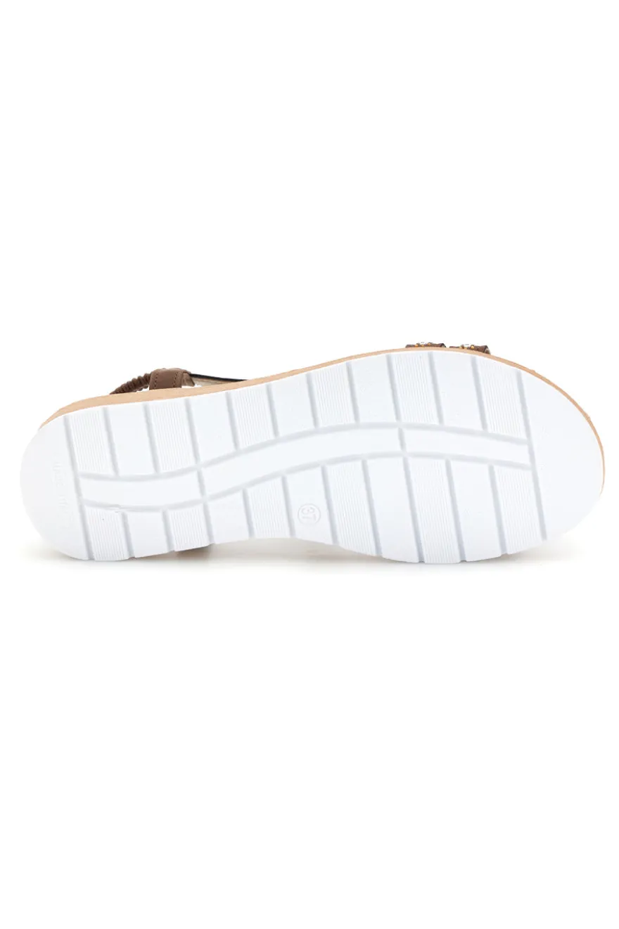 Sandali marroni con strass Mio tempo LR263702
