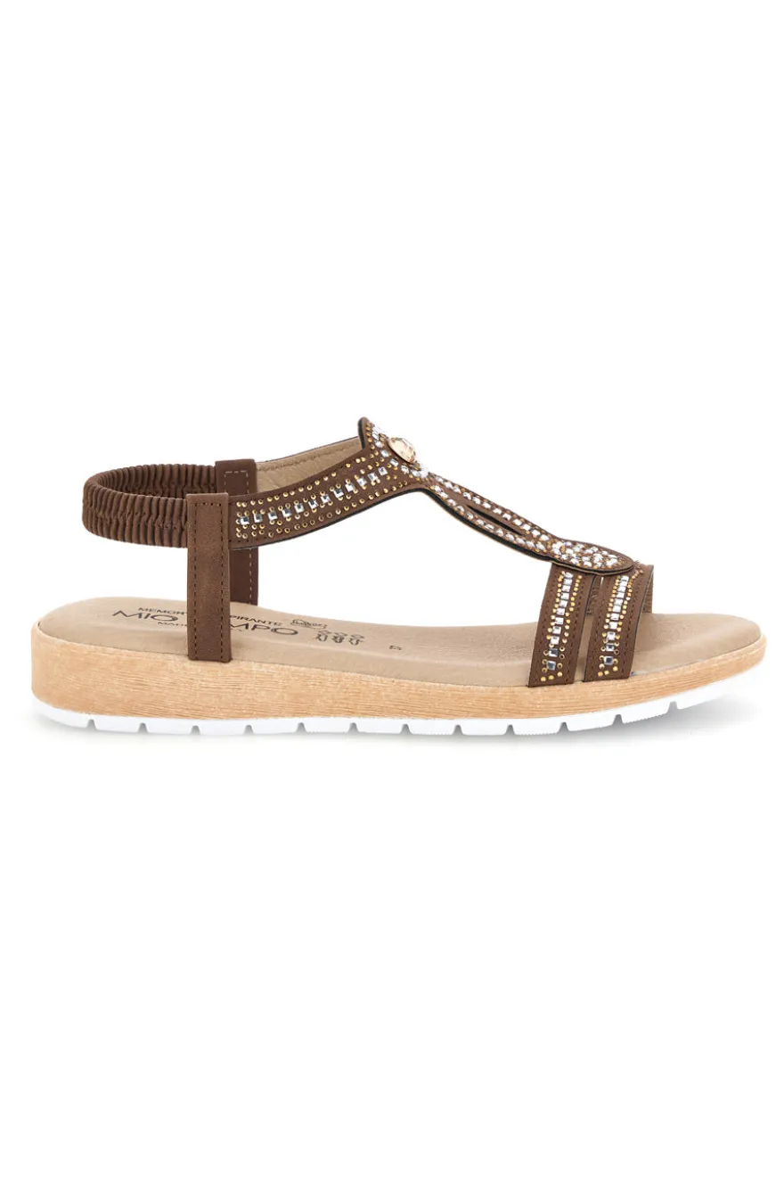 Sandali marroni con strass Mio tempo LR263702