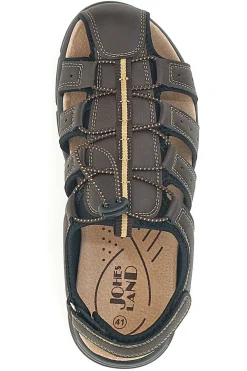 Sandali marroni con velcro ed elastico johes land 2208