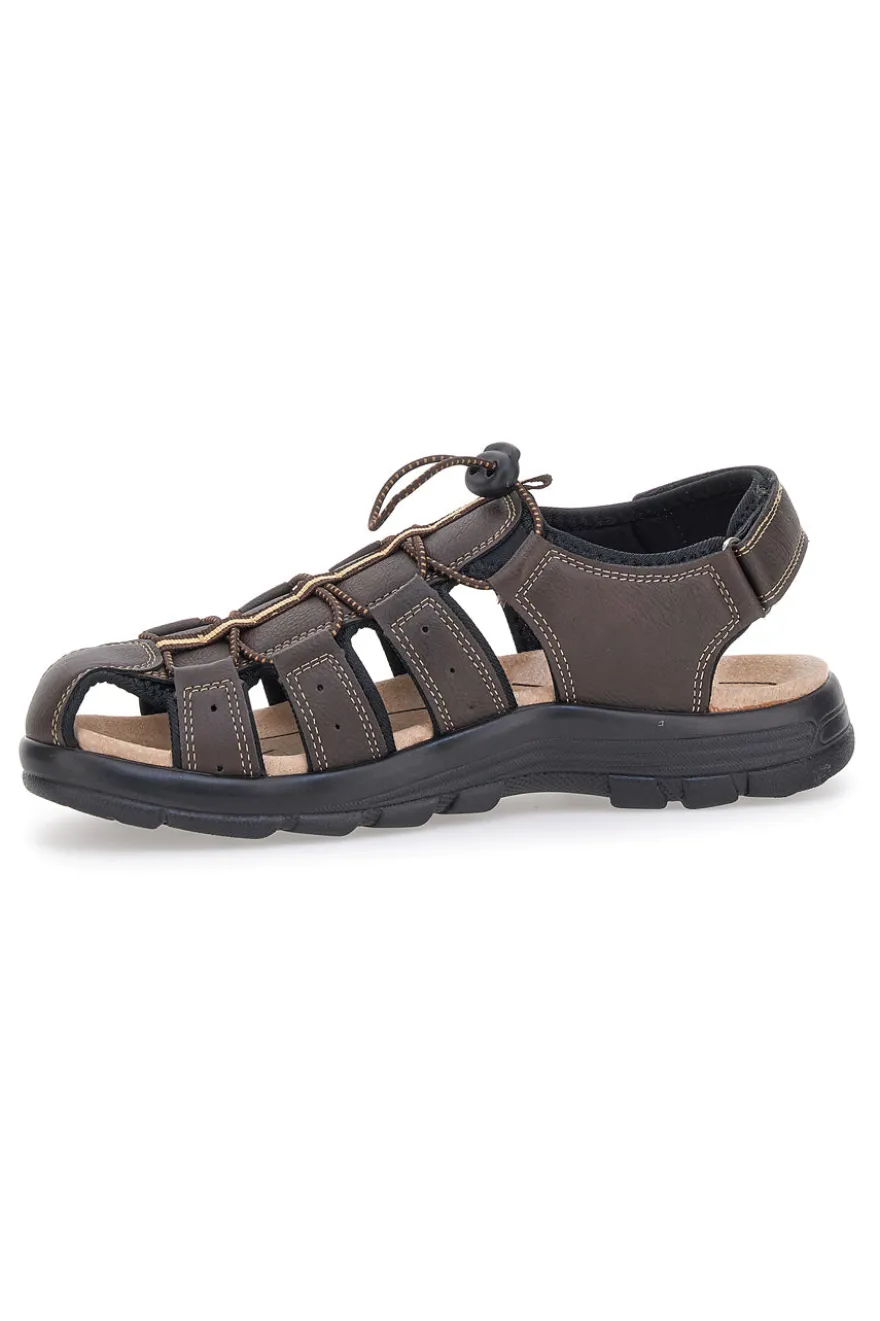 Sandali marroni con velcro ed elastico johes land 2208