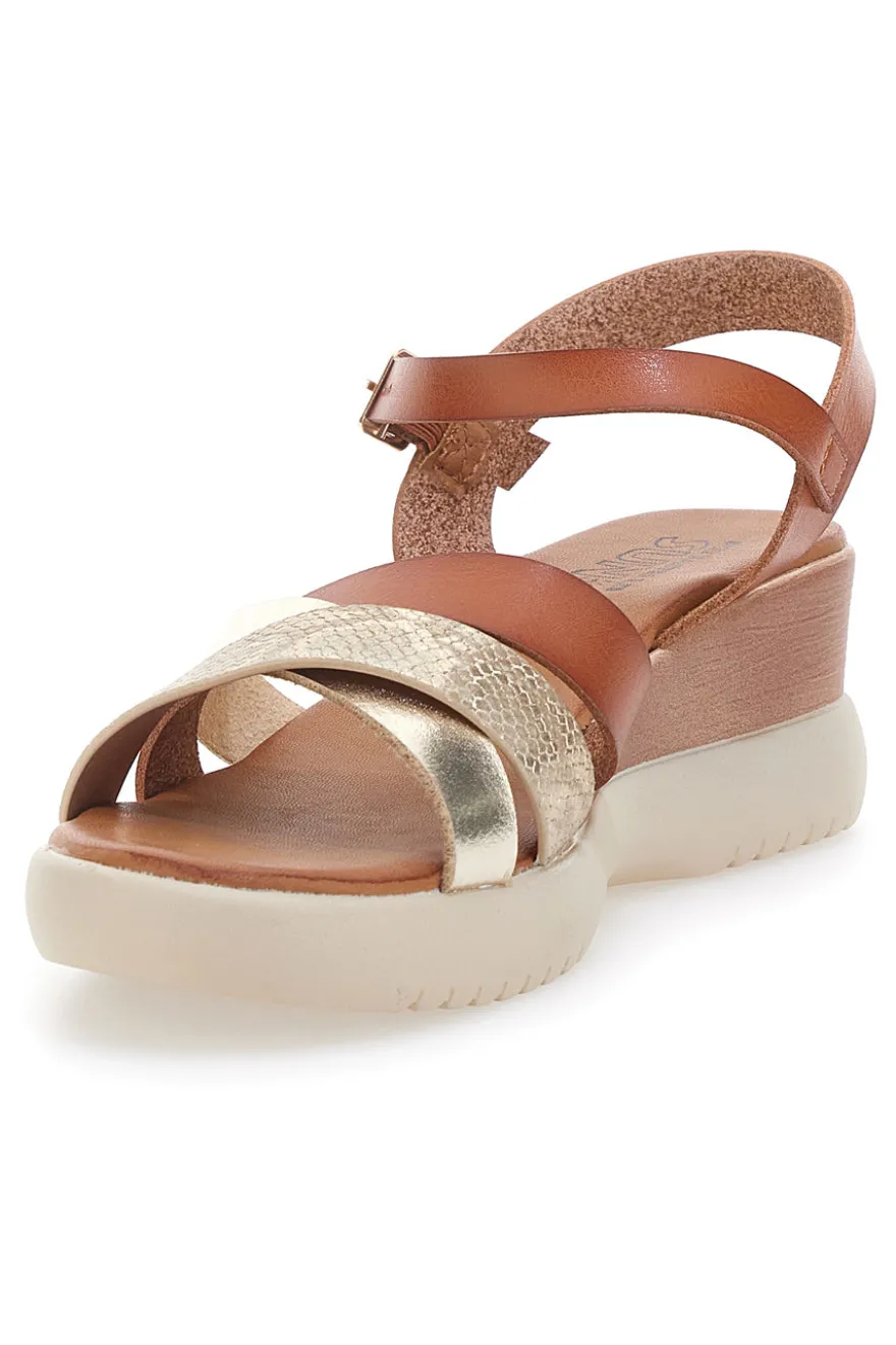 Sandali marroni con zeppa bassa e fasce incrociate PITTARELLO SUN FW10172