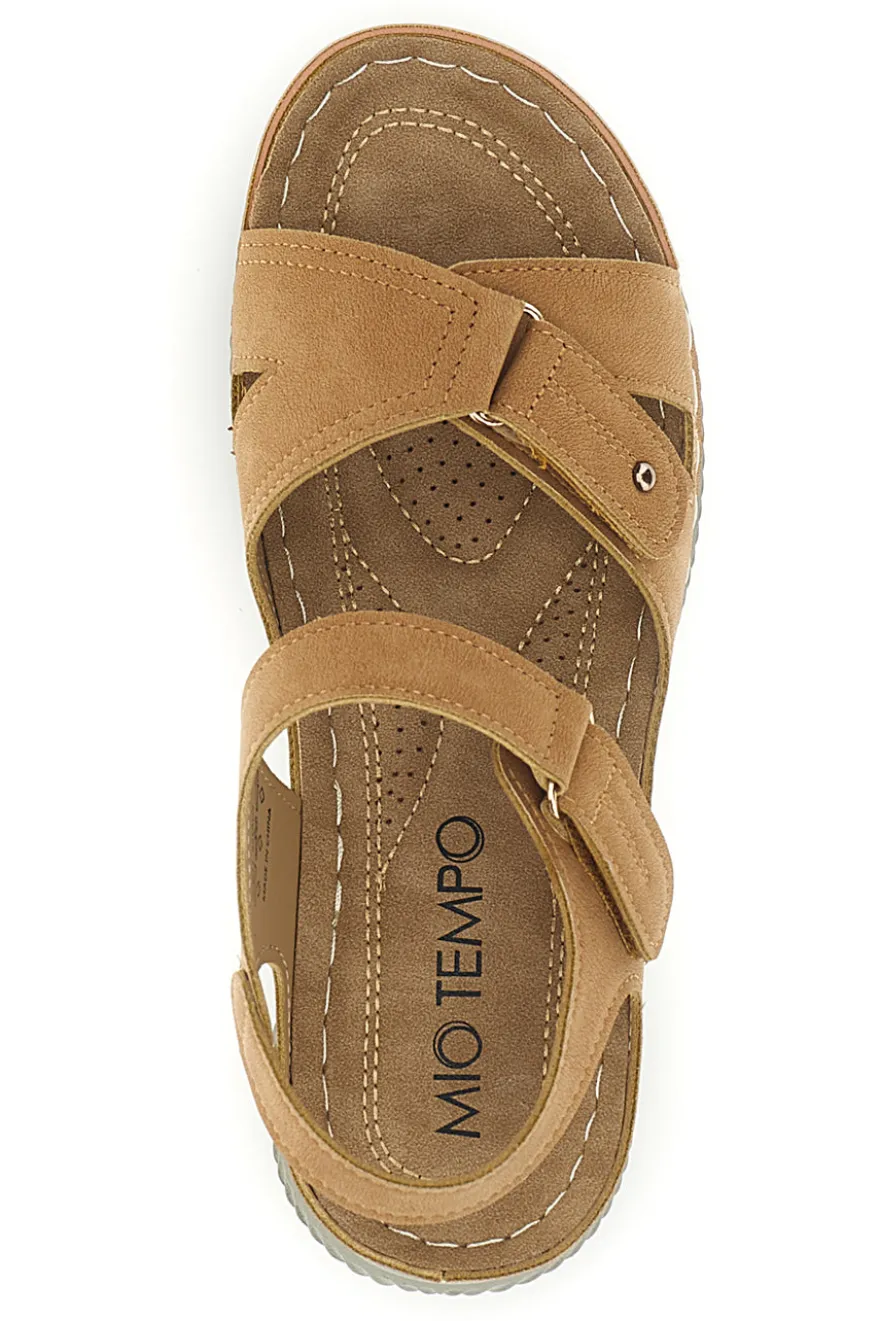 Sandali Marroni con Zeppa e Doppio Cinturino Mio tempo KLQ24824