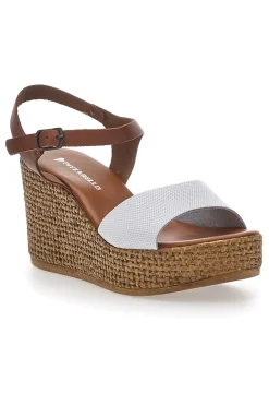Sandali Marroni e Bianchi Con Zeppa Pittarello 6441504
