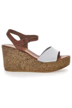 Sandali Marroni e Bianchi Con Zeppa Pittarello 6441504