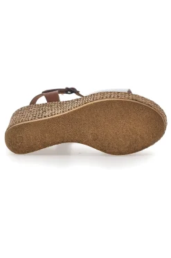 Sandali Marroni e Bianchi Con Zeppa Pittarello 6441504