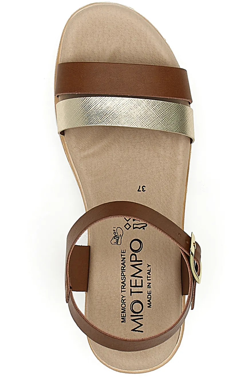 Sandali Marroni e Oro con Suola Morbida MIO TEMPO 1133253230
