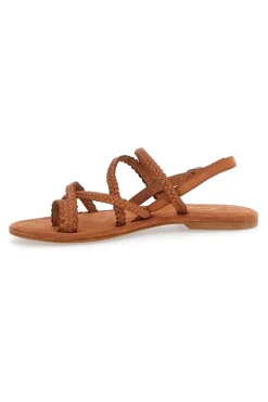 Sandali Marroni Flat In Vera Pelle Pittarello Look 5024