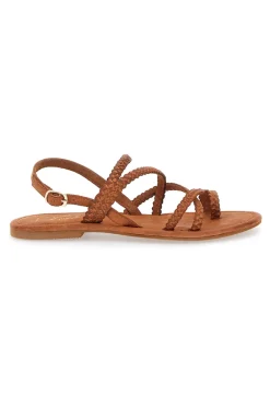 Sandali Marroni Flat In Vera Pelle Pittarello Look 5024