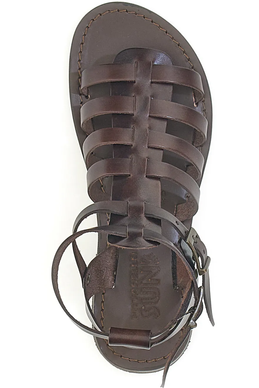 Sandali marroni gladiatore con doppia fibbia Pittarello Sun 6039