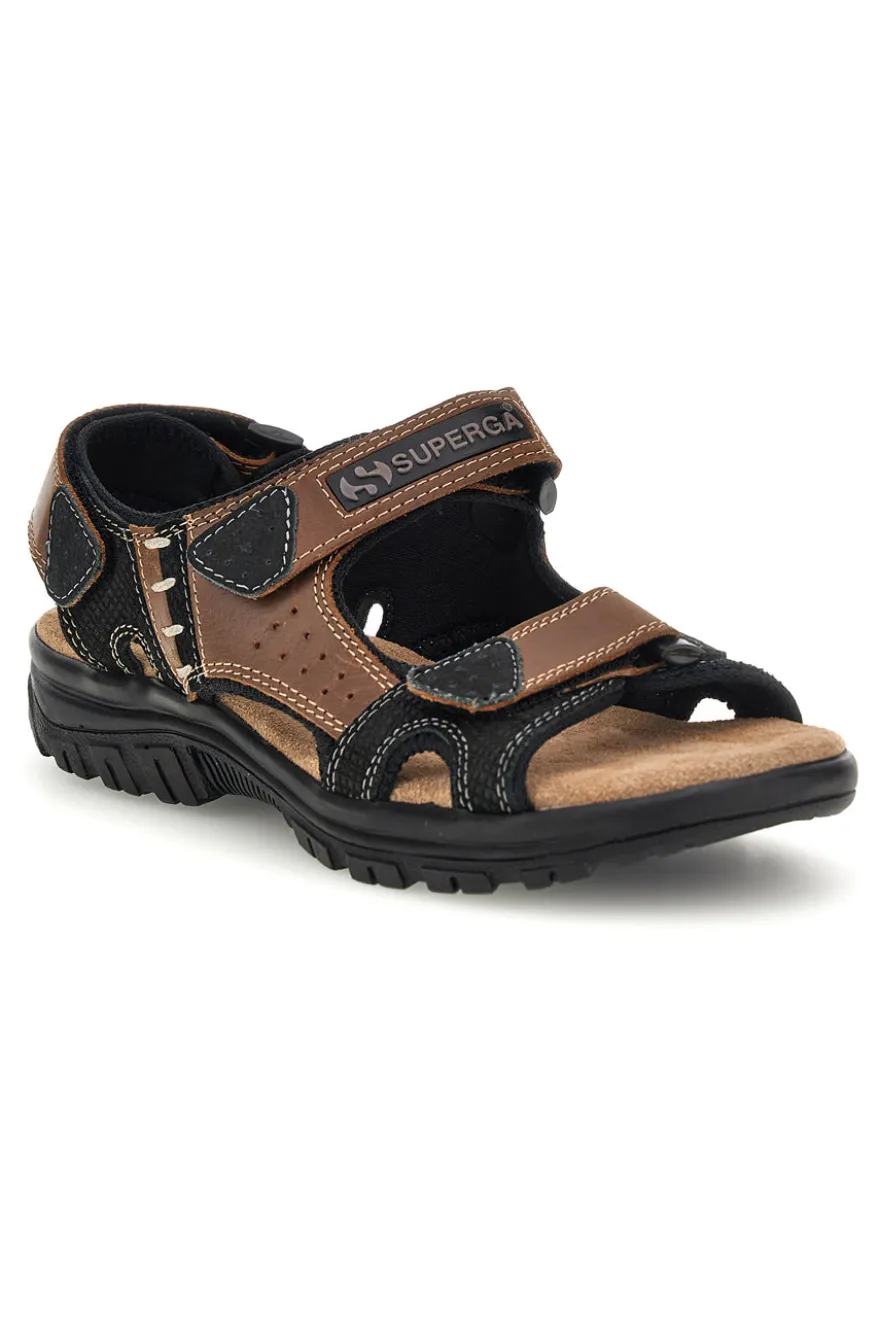 Sandali marroni in pelle Superga S86U545